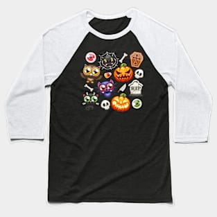 Halloween Cartoon Characters Mix Baseball T-Shirt